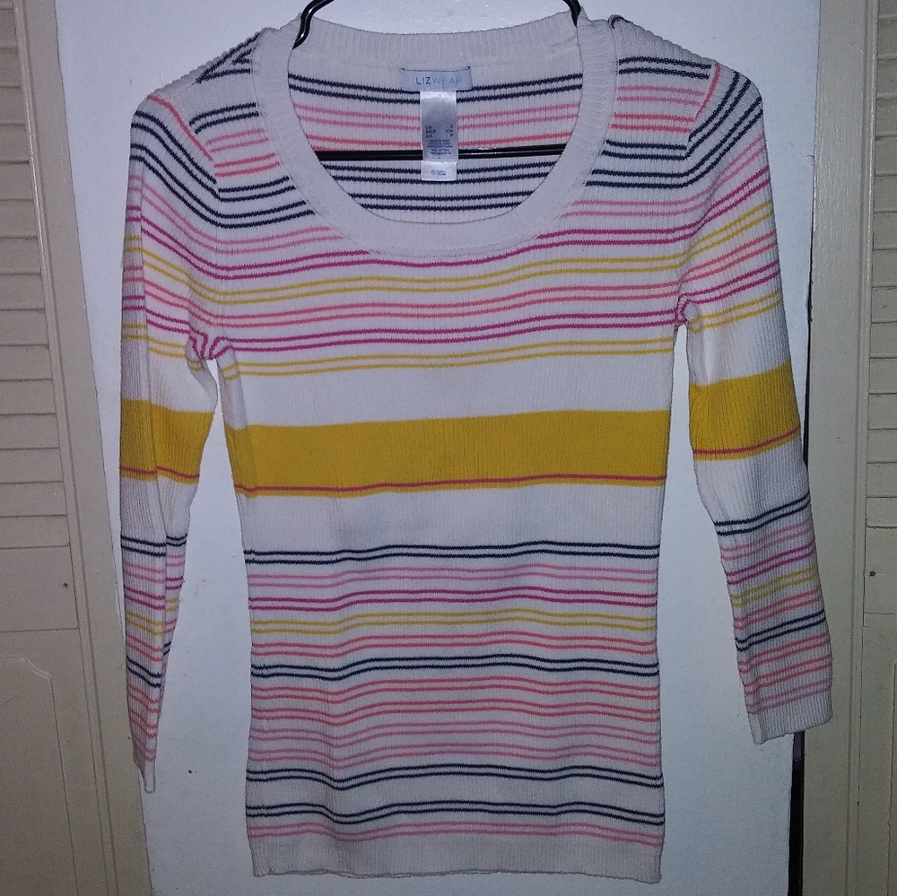 Liz Wear Striped Sweater Sz S